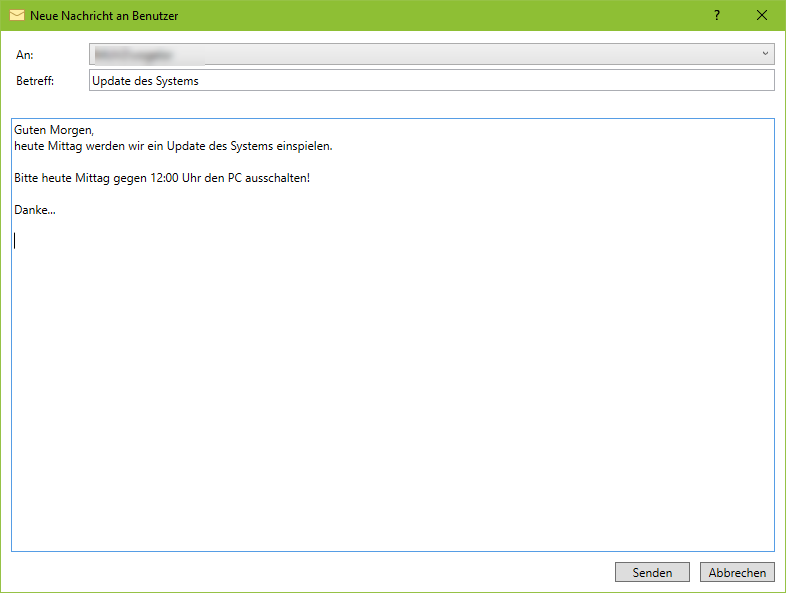 Neue Nachricht an Benutzer