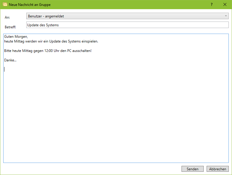 Neue Nachricht an Gruppe